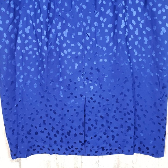 Banana Republic Blue Printed Silk Drape Neck Dress Women's Size 8 - Picture 12 of 15